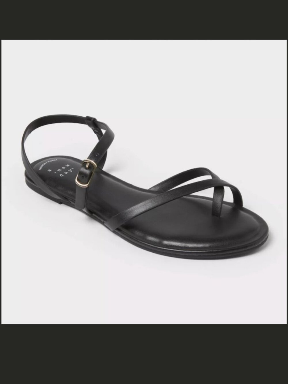 A New Day Black Strappy Flat Sandals